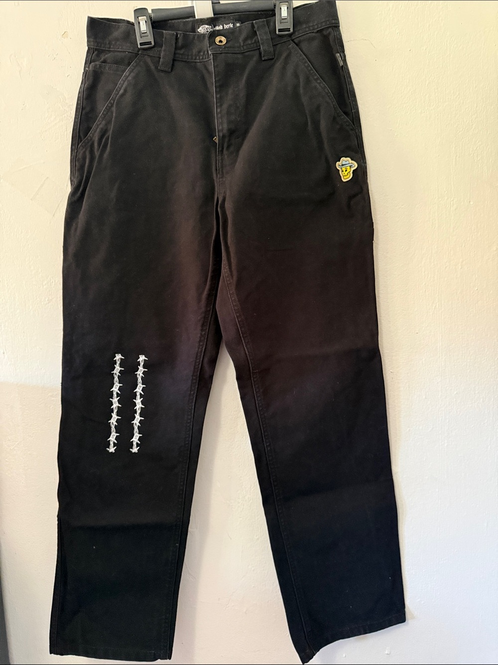 Elijah Berle Mens Loose Fit Skateboarding Pants Blk Sz 30 Carpenter Jeans Flame